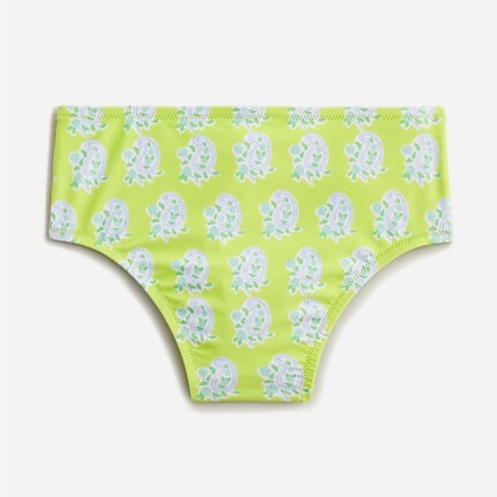 J.Crew X SZ Blockprints Lime Paisley Patterned High Waisted Swim Bottoms M